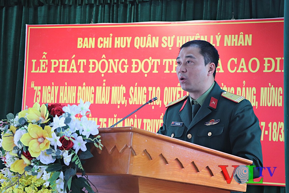 Thiếu tá Cao Minh Khôi, Chính trị viên phó Ban CHQS huyện phát động thi đua.jpg