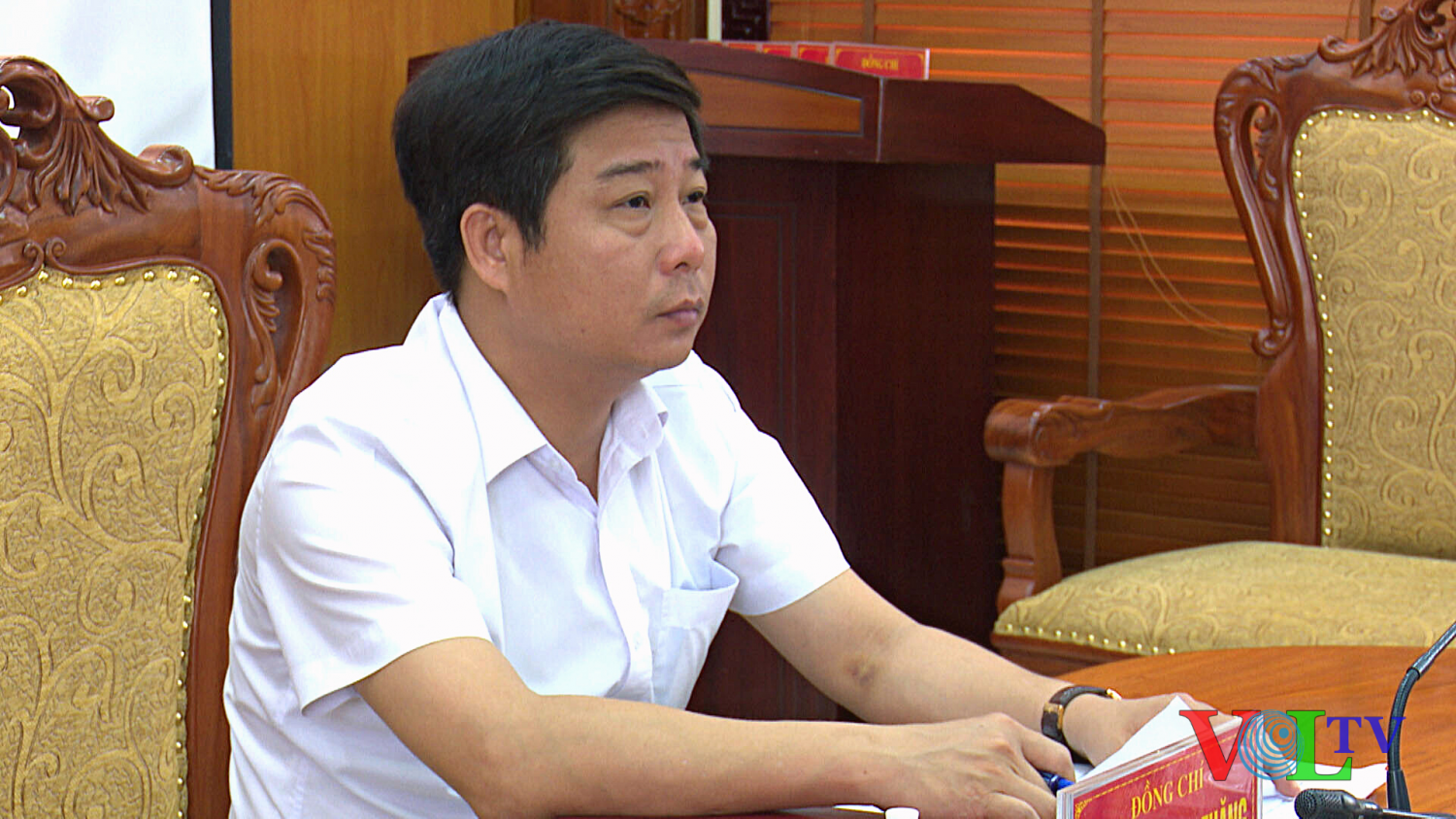 Đồng chí Nguyễn Thành Thăng - Chủ tịch UBND huyện Lý Nhân dự tại điểm cầu UBND huyện.png